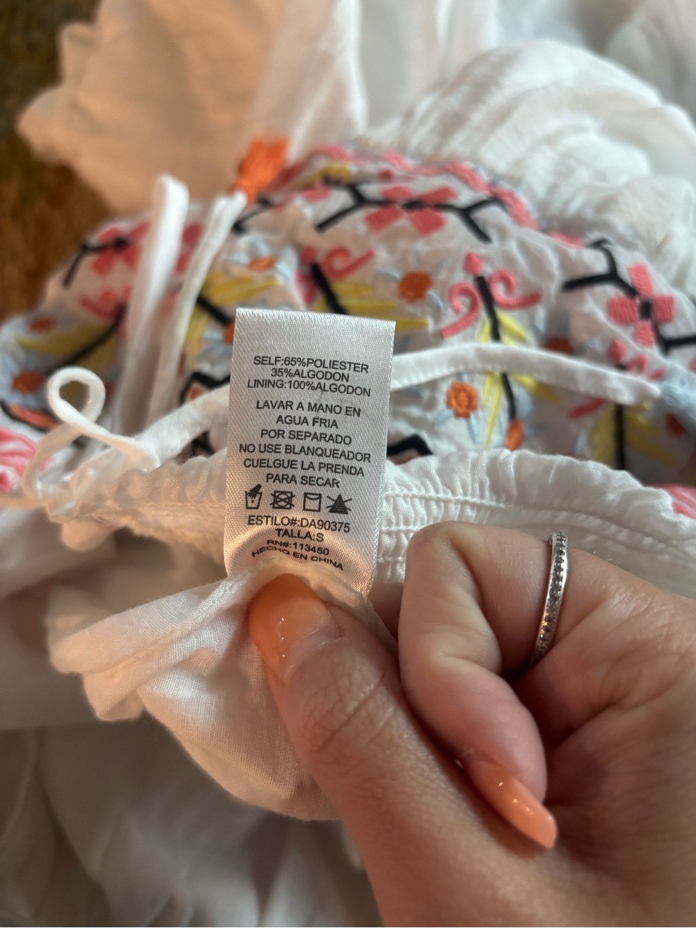 Lulumari White Maxi Dress with Multicolor Embroidered Bodice - Picture 5 of 5